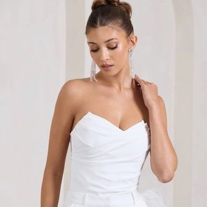 Club L London COUPLED UP WHITE CORSET BODYSUIT, size 10